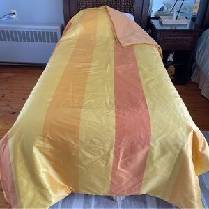 2 Vibrant Yellow and Orange Striped Throw Blankets